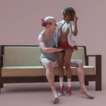 Daddy touches schoolgirl's pussy hand in panties 3D porn xxx