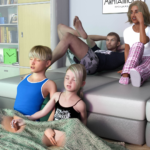 Mutual masturbation of little brother and sister while watching a movie 3d porn xxx