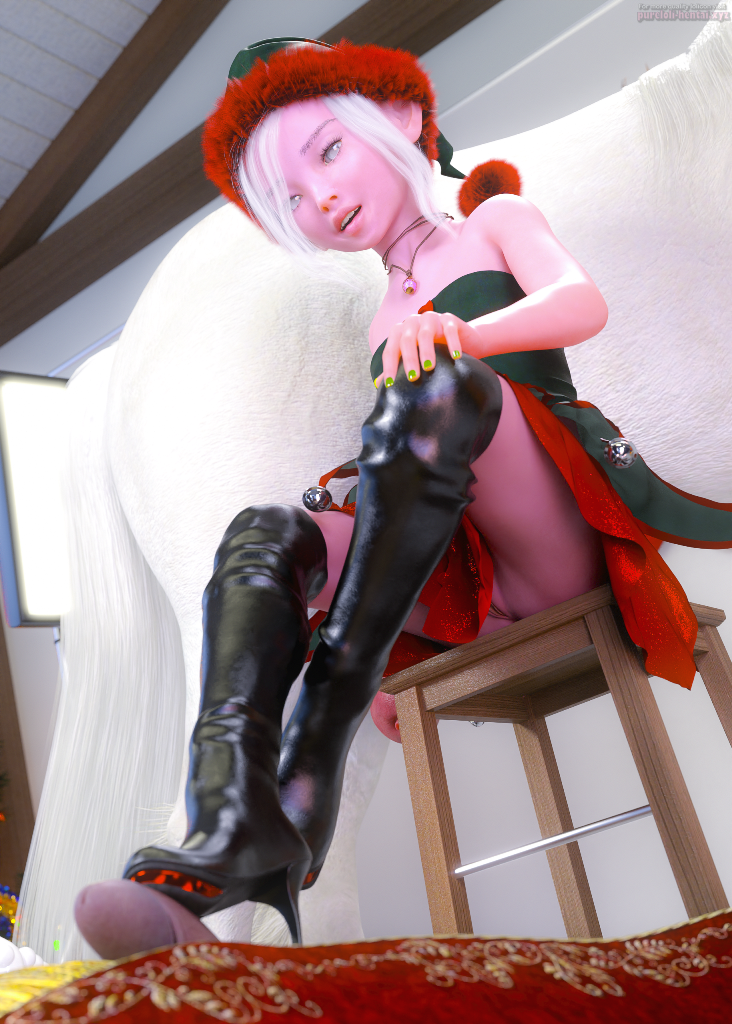 Little girl elf Santa's helper does a footjob 3d porn xxx