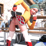 Little Naked Girl Snowboarder