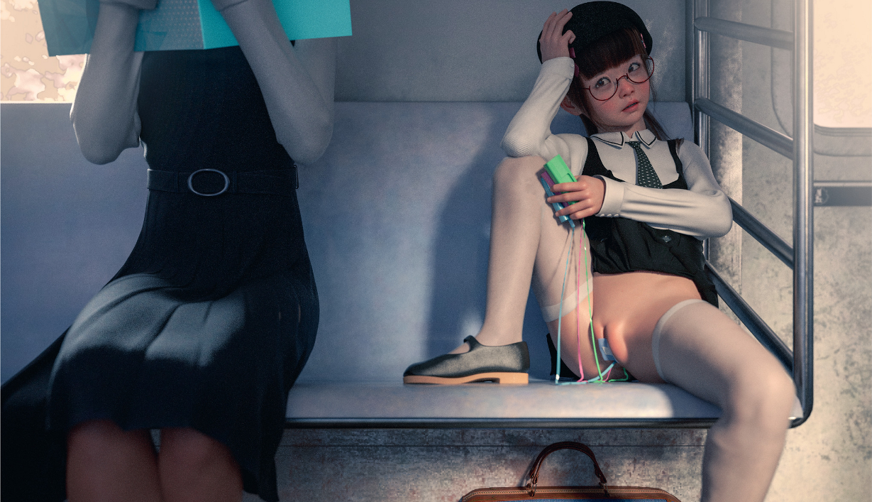 little girl naked in the bus masturbating 3d