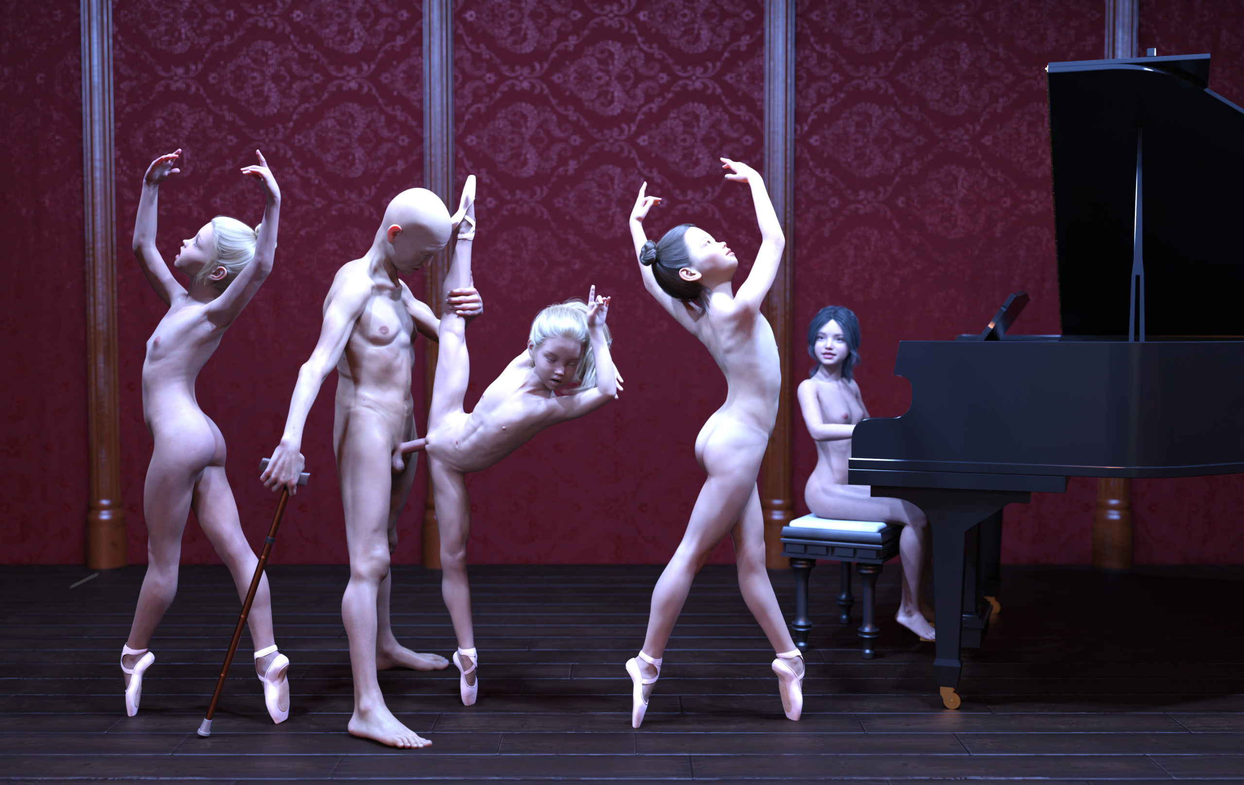 Lolita Ballerinas Fuck With A Dance Teacher 3d